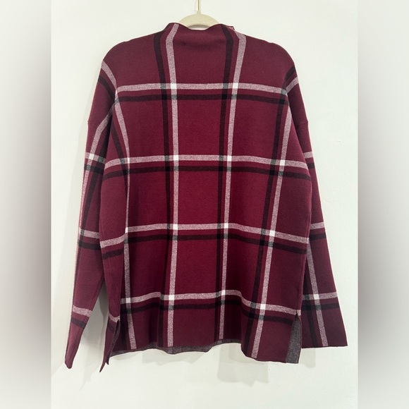 Max studio. Women's Burgundy Plaid Sweater - Picture 5 of 10